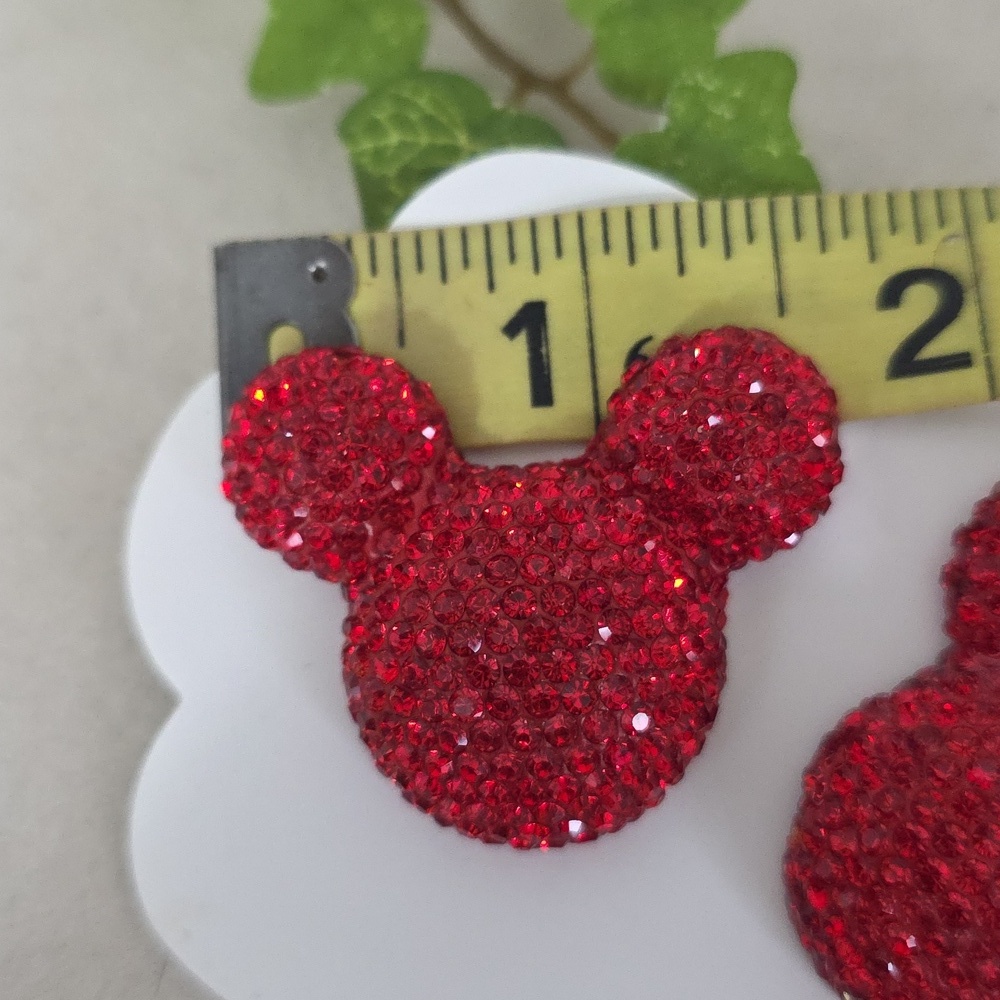 Statement Red Rhinestone Mouse Head Earrings - Picture 9 of 9